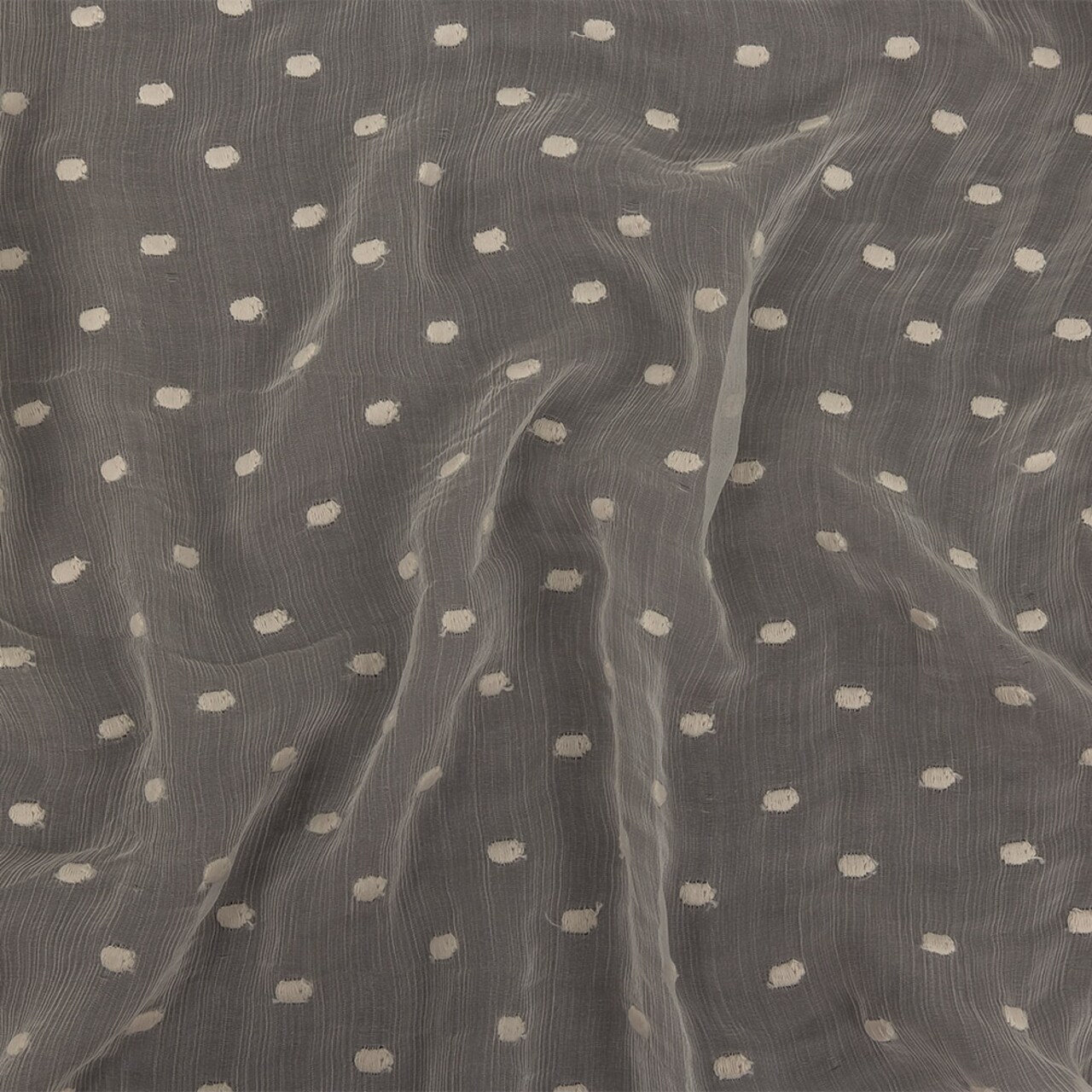 1 Yard Tofu Crinkled Silk Chiffon Fabric Sheer Embroidered Dots Lightweight 41 Inch Width